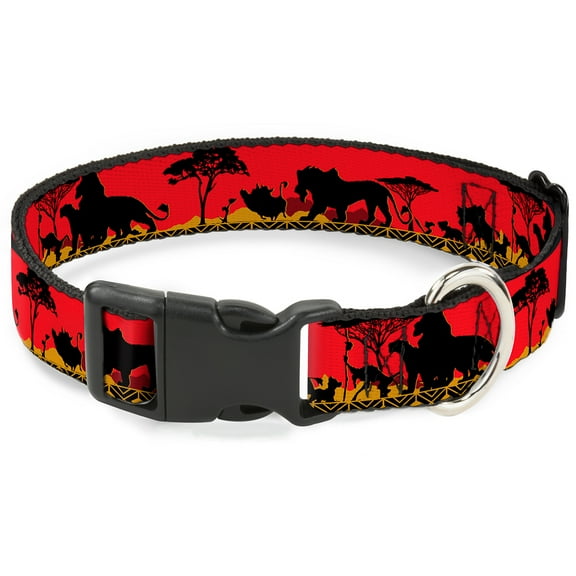 Disney Pet Collar, Dog Collar Plastic Buckle, Mufasa Simba Just Cant Wait to Be King Family Silhouette, 7 to 8.5 Inches 0.5 Inch Wide