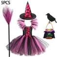 thumbnail image 3 of Disfraz de bruja morada para niñas, vestido de malla con cola, disfraz de Maléfica de lujo para niñas, fiesta de Halloween, ropa de cosplay de Disney para niños de 2 a 12 años, 3 of 5