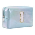 thumbnail image 1 of Bolsa de maquillaje con letras bordadas de gran capacidad, neceser, bolsa de viaje, bolso de mano, bolso de cosméticos, azul, 1 of 2