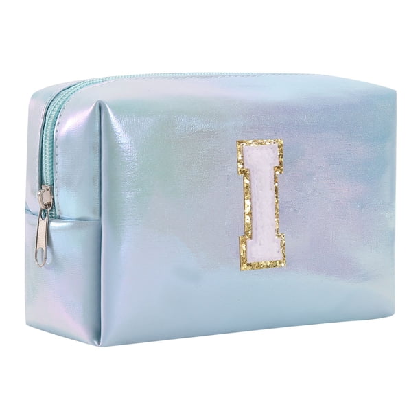 Neceser de maquillaje alfabeto bordado - PU, gran capacidad y con estilo - para viajes, neceser y bolso de mano