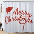 thumbnail image 2 of Merry Christmas shower curtain Funny Hat Candy Cane Curtains for Bathroom with 12 Hooks 72x72in, 2 of 7