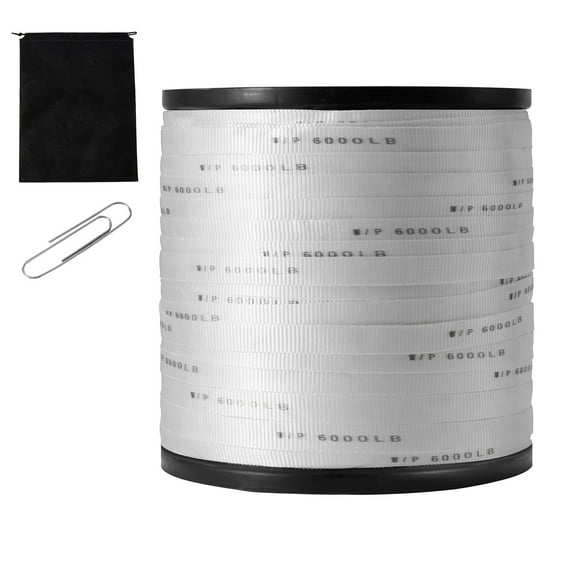 KFFKFF Polyester Pulling Tape, 1 inch by 2103 feet Flat Mule Tape, 6000 lbf Strength, Marked Webbing for Cable Installation, Packing, Gardening, Electrical Jobs in Conduits, White