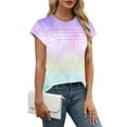 thumbnail image 6 of Women's Tops Crew Neck Pleated Cap Sleeve Tie Dye Tunic Shirts Summer Casual Loose Comfortable Tee (S, Multicolor 4), 6 of 7