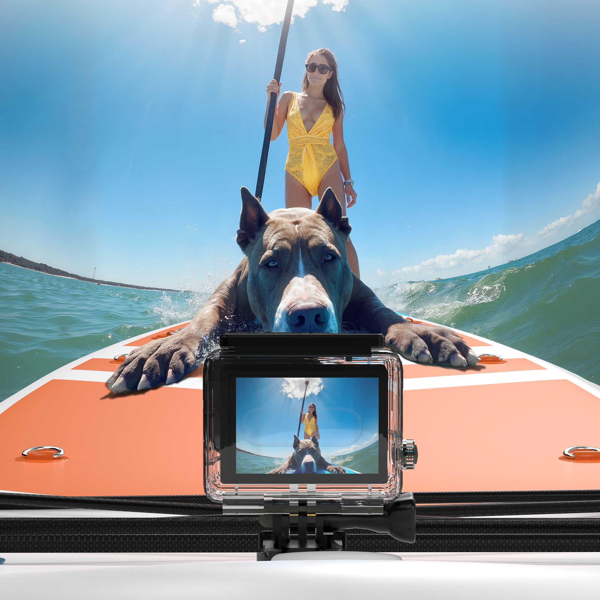 Garvee Inflatable Stand-up Paddle Board, 10.6' x 32'' x 6'', Manual Pump, Camera Mount, Orange