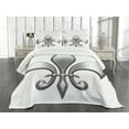 thumbnail image 3 of Ambesonne Medieval Quilted Bedspread Set 3 Pcs, Lily Flower, King Size, White Grey, 3 of 5
