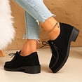 thumbnail image 6 of Women's Casual Loafers, Suede Lace-Up Round Toe Shoes, Comfortable Low Heel Walking Shoes for Daily Wear, Work, Shopping - Black/Brown, 6 of 10