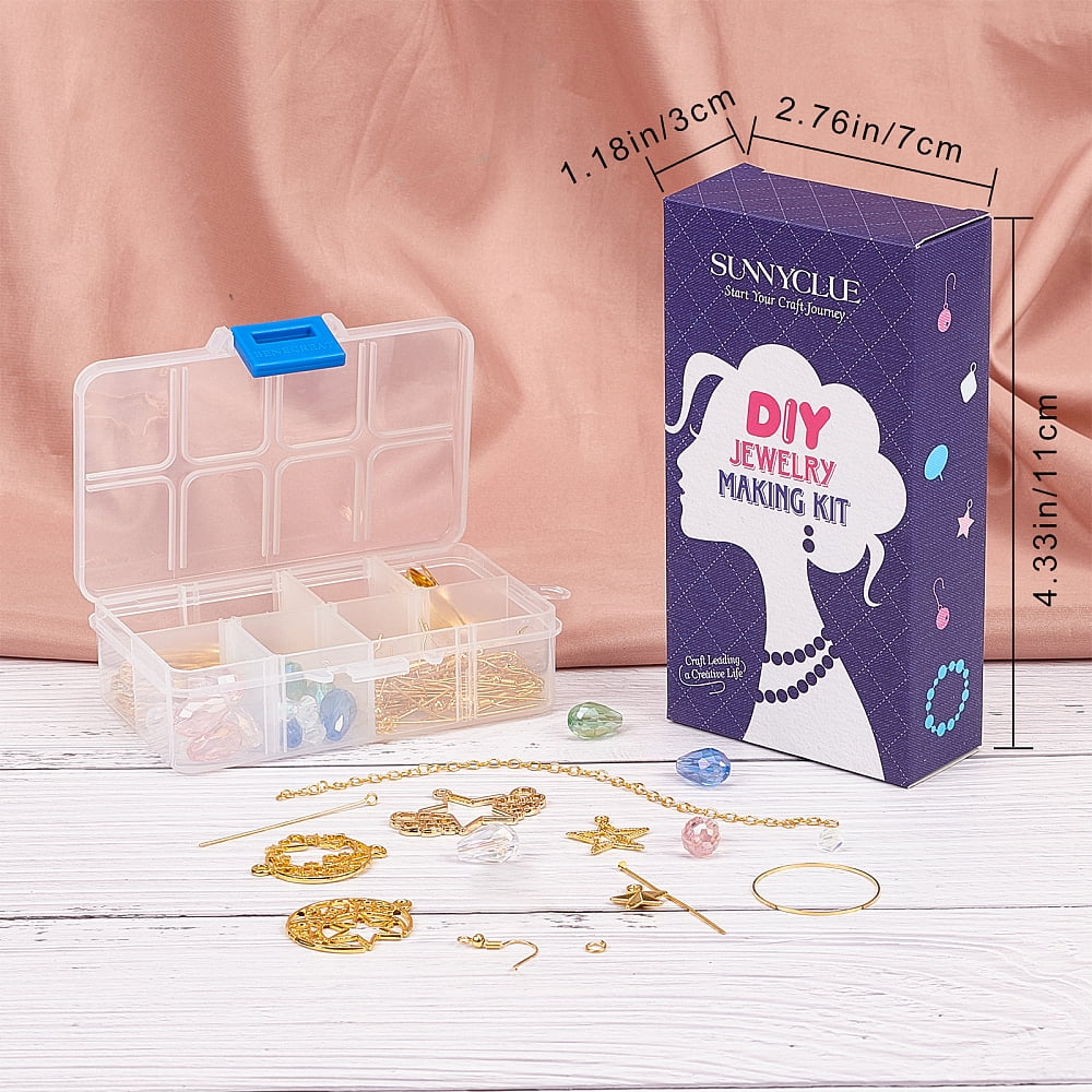 1 Box DIY 10 Pairs Star Moon Dangle Earrings Making Starter Kit Long Drop Stud Hoop Earrings Gold Moon and Star Pendant Charms Linking Rings