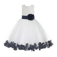 thumbnail image 2 of Ekidsbridal Girl Ballroom Flower Girl Dress - Lace Heart Cutout White Tulle with Petals 185T-A (Size: M-12), 2 of 3
