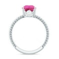 thumbnail image 2 of Rosec Jewels Pear Shape Created Pink Sapphire Solitaire Ring with Moissanite - 7X10 mm, 18K White Gold, US 8.50, 2 of 8