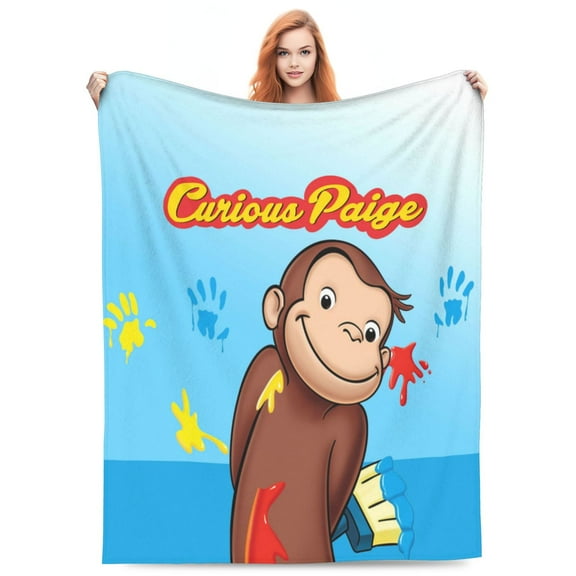 Curi-ous Geor-ge Blankets Lightweight Throw Blanket Soft Fleece Blanket Birthday Sofa Bedding Blanket For All Season 40"x30"
