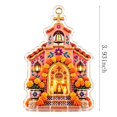 thumbnail image 3 of 2D Acrylic Day of the Dead Shrine Ornament, Orange Sugar Skull Altar Hanging Decoration for Halloween Tree, Wall, Car Mirror and Dia de los Muertos Party Decor, 3.9 Inch, 3 of 5