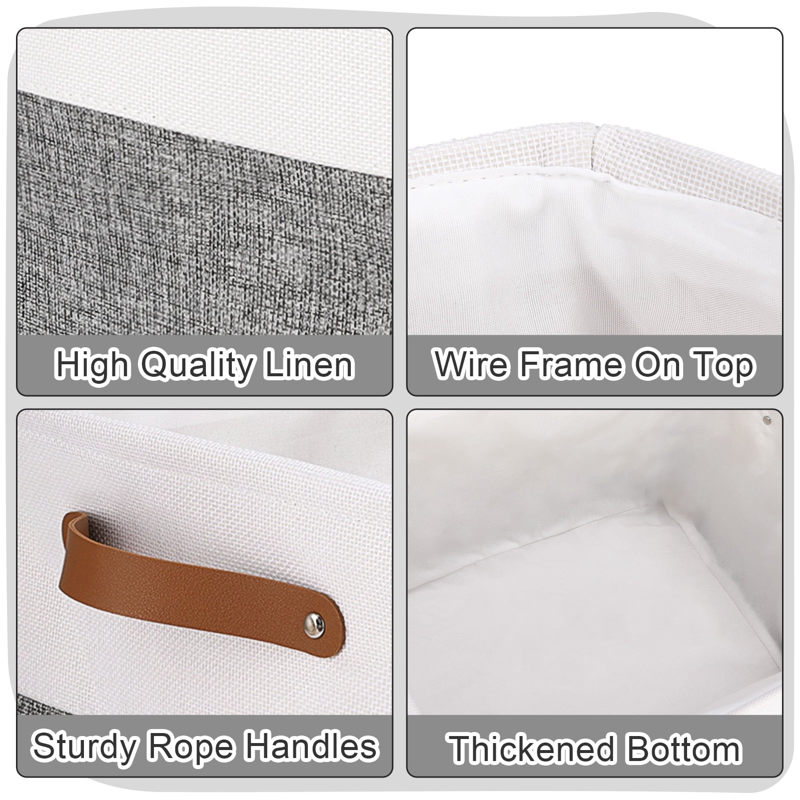 LUIISIS 4 Pack Large Fabric Storage Baskets, 15"x11"x9.5" Storage Bins, Decorative Linen Closet Organizers and Storage with Handles for Organizing, Shelf, Toys, Clothes, Home, Office, Nursery