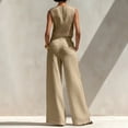 thumbnail image 5 of Clossjun Women's 2 Piece Casual Lounge Sets Sleeveless Tops & Wide-Leg Pants Sets Fall Wear Fashion Outfit Sets L, 5 of 6
