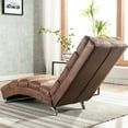 thumbnail image 6 of paproos Massage Chaise Lounge, Indoor Ergonomic Electric Massage Long Lounger with Remote Control, Modern Linen Upholstered Recliner Chair Sleeper Chair for Living Room Bedroom Office, Coffee, 6 of 13