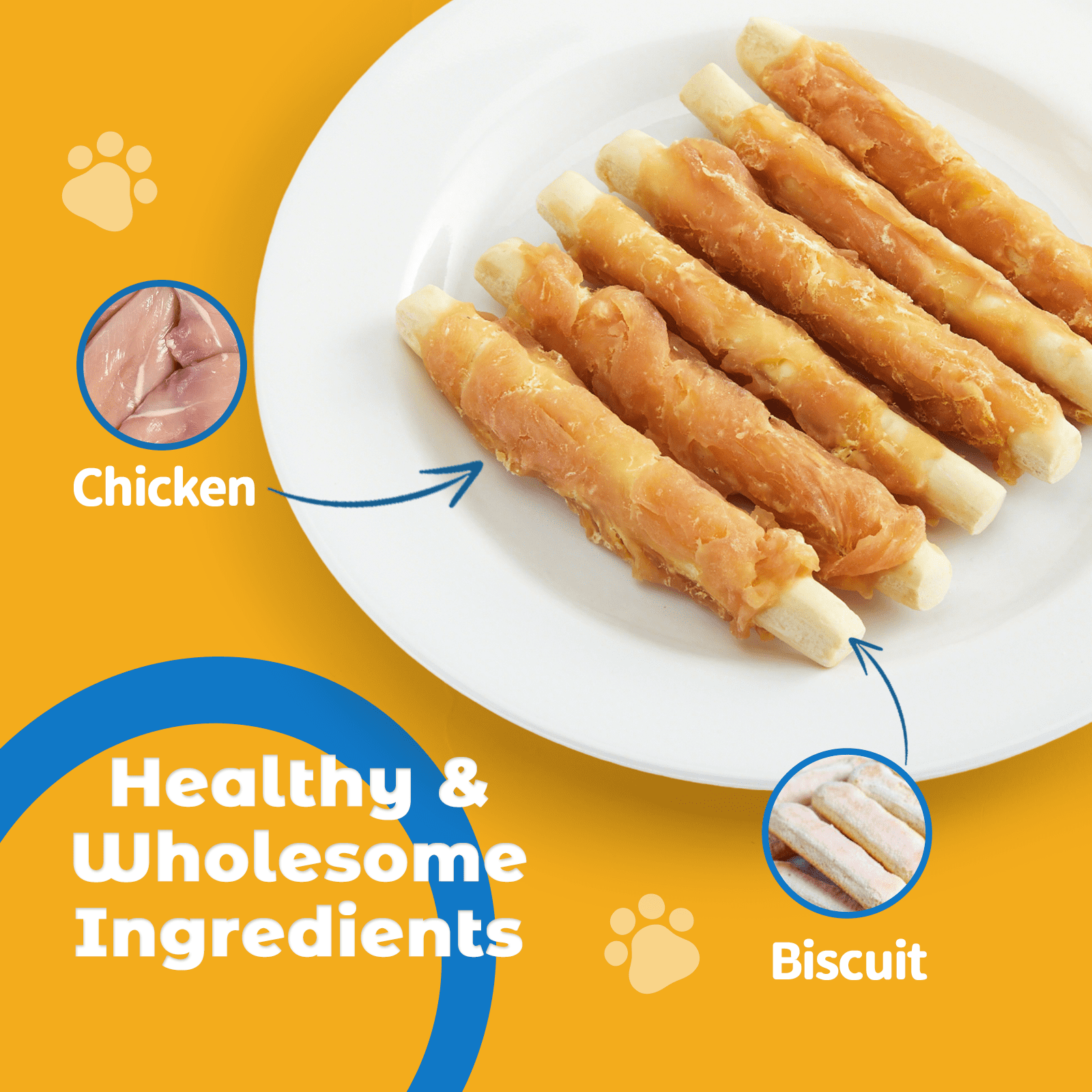 (5 pack) Jungle Calling Dog Treats, Chicken Wrapped Biscuits for All Dogs, Rawhide Free Soft Chewy Treats, 12 oz