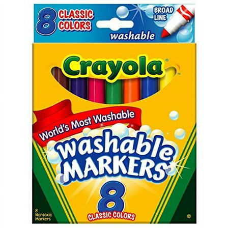 Crayola Washable Markers, Broad Tip, Classic Colors, 8 Count (Pack of 3)