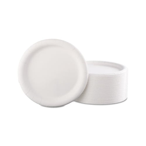 Premium Coated Paper Plates 9" dia, White, 125/Pack, 4 Packs/Carton