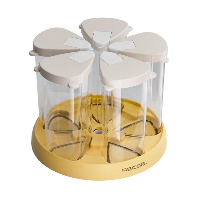 Lipstore Dry Food Storage Containers Grain Dispenser 360 degree Rotating Organizer Rice Dispenser for Beans Barley Peanut Cereal Countertop Yellow Base