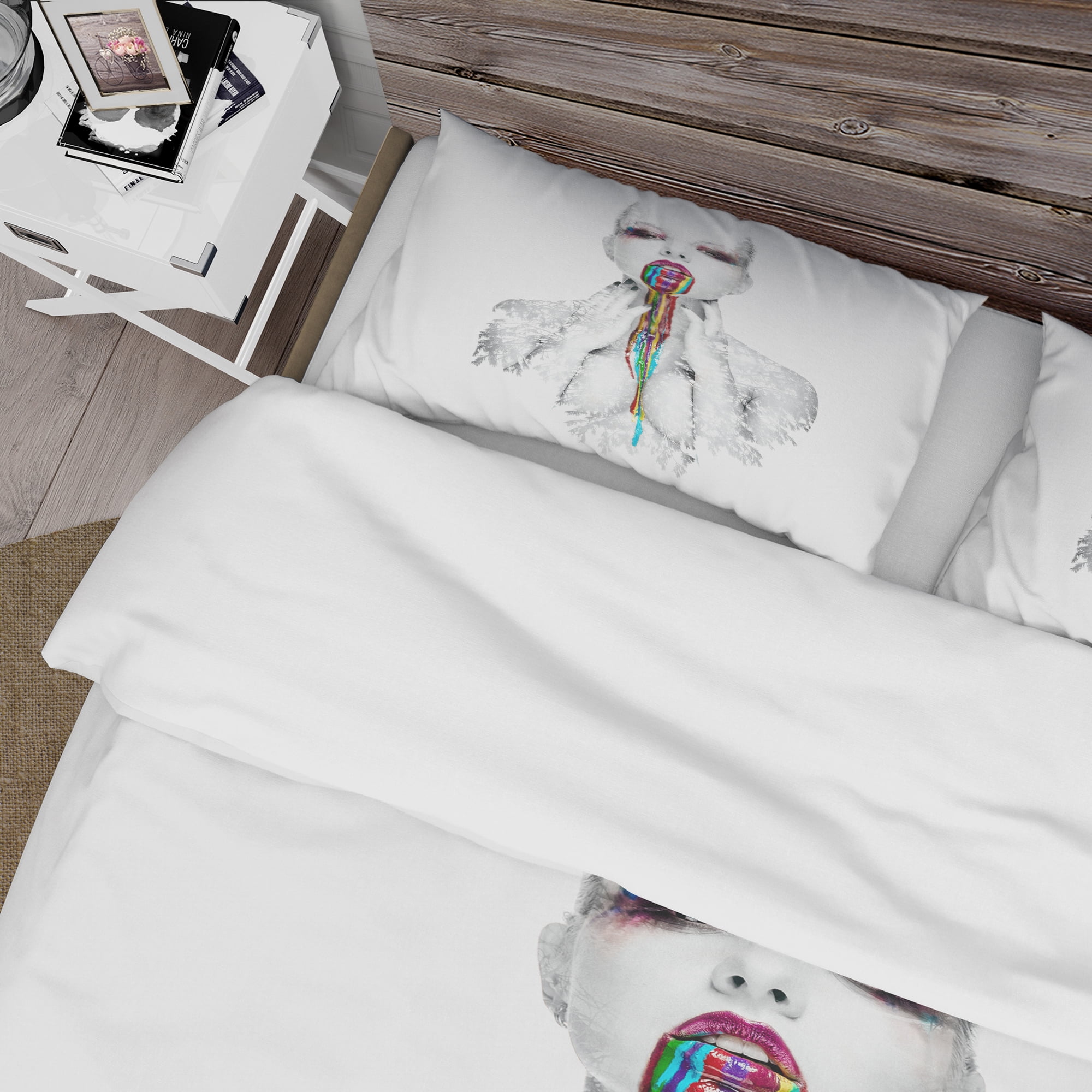 Designart 'Woman With Creative Bright Make Up' Portrait Duvet Cover Set