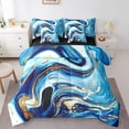 thumbnail image 1 of YST Ensemble de Couette Abstrait Marbre Bleu Sarcelle, 7 Pcs, Taille Complète, 1 of 4