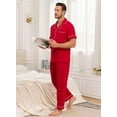 thumbnail image 2 of ANLIQI Mens Pajamas Set 100% Cotton Soft Button Pajamas for Men Short Sleeve Sleepwear 2 Piece Lounge Pjs Sets (Wine Red,L), 2 of 8