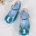 thumbnail image 5 of Quealent Girls Toddler/Little Kid Jada Dress Mary Jane Pumps Bow Low Heels Party Wedding Princess Shoes Blue for Size 4, 5 of 6