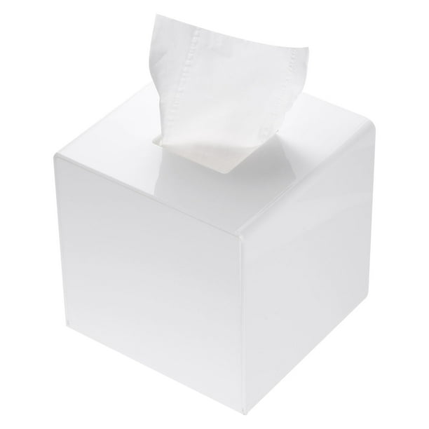 Cubierta para caja de pañuelos Uxcell con base Soporte cuadrado para pañuelos de acrílico Dispensador de papel para pañuelos faciales