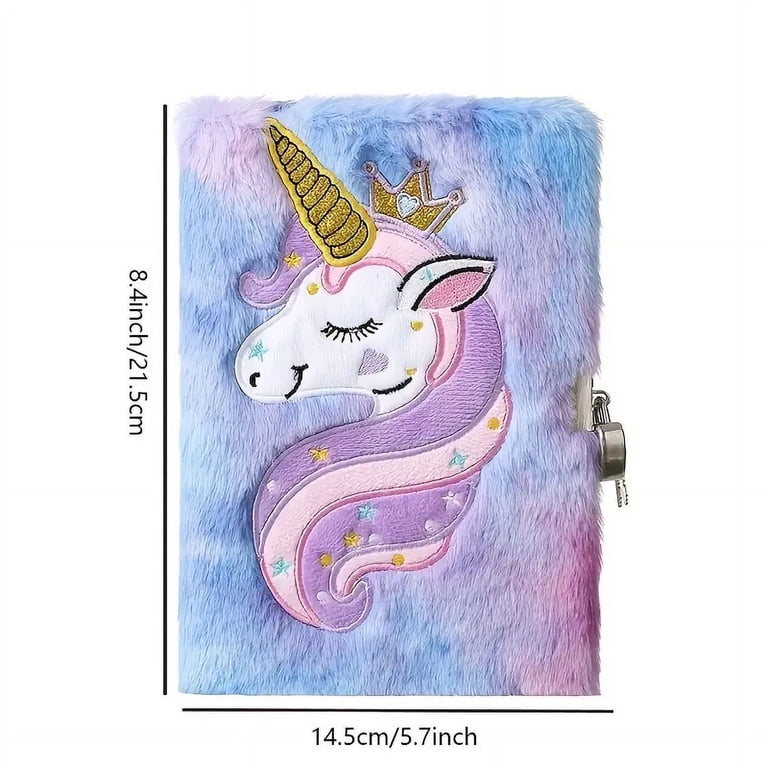 Unicorn Plush Diary: A Magical Fuzzy Journal Notebook With Lock