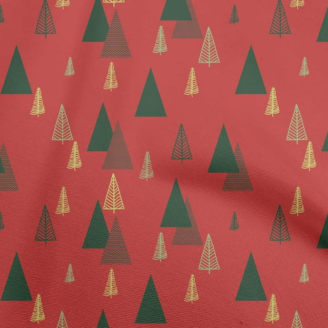 oneOone Polyester Spandex Red Fabric Christmas Tree Sewing Material Print Fabric By The Yard 56 Inch Wide