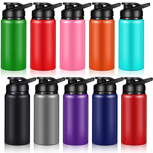 Paquete de 10 botellas de agua de aluminio Mimorou, 500 ml, multicolor