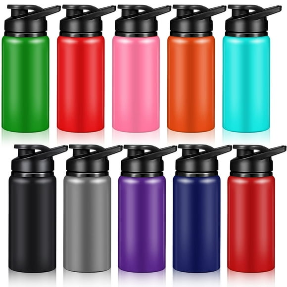 Paquete de 10 botellas de agua de aluminio Mimorou, 500 ml, multicolor