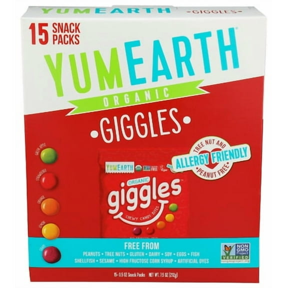 Pack of 6 YumEarth Giggles Organic Box 15 Ct 7.5 oz