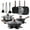 Black-17 Pieces, variant on 17 Pcs Nonstick Pots and Pans, Non-toxic Kitchen Cooking Set with Stay-Cool Handles for Restaurant, Black and White Set