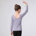 thumbnail image 6 of Girls Dance Top Long Sleeve Mesh V-Neck Gymnastics Shirt Cotton Spandex Slim Fit Ballet Activewear Gray 3-15 Years,Size 3-4 T, 6 of 6