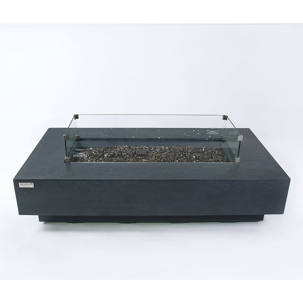 Elementi Plus Positano Natural Gas Fire Pit for Outside Outdoor Fire Pit Table Smokeless Firepit Concrete Rectangular Fire Table Patio Heater Fireplace 60000 BTUs - Dark Grey, 60 x 31.9 Inches