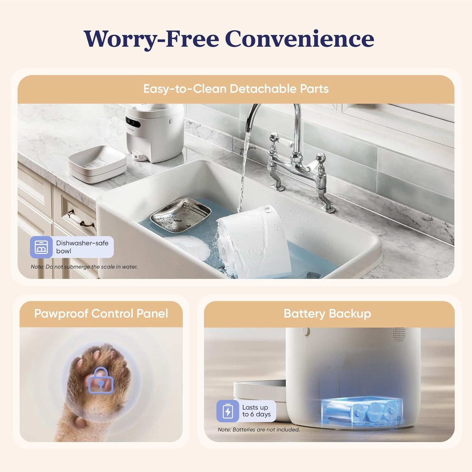 Automatic Cat Feeder with WiFi Smart Scale, 3.6L Timed Food Dispenser for Cats and Dogs, Stainless Steel Bowl, App Control