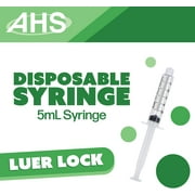 5mL Luer Lock Syringe (100 Pack), Sterile, Individually Wrapped, Syringes for Liquid, Scientific Labs, Feeding Syringes for Pets, Measurement, Medicine, Dispensing, Oral, Clear