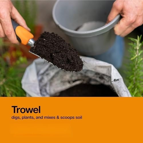3-in-1 Garden Tool Set, Polished Cast-Aluminum Heads for Rust Resistance, Heavy-Duty Trowel, Transplanter & Cultivator for Digging and Planting, Non-Slip SoftGrip Handles Reduce Fatigue