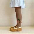 thumbnail image 5 of Girls Knit Cotton Footed Tights Stretch Pantyhose Soft Breathable Dance Leggings, Daily Stockings for Kids Outdoor Daily Wear Brown 5-6 Years, 5 of 6