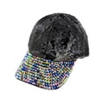 thumbnail image 1 of Womens Sequin Fashion Baseball Cap w/ Full Stoned Bill - Black/Multicolor, 1 of 1