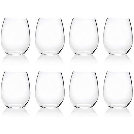 17-ounce Acrylic Glassses Stemless Wine Glasses, set of 8 Clear - Unbreakable, Dishwasher Safe, BPA Free…