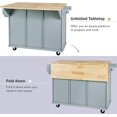 thumbnail image 7 of Rolling Mobile Kitchen Island Cart Breakfast Bar with Wood Top, Door Internal Storage Racks, 3 Drawers and 5 Wheels for Dining Room, 7 of 7