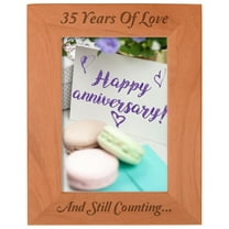 ThisWear Personalized Gifts 35th Anniversary Frame 35 Years and Counting Natural Wood Engraved 5x7 Portrait Picture Frame Wood