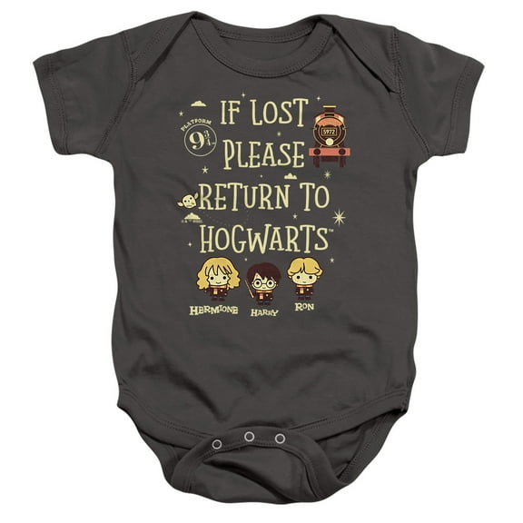 Harry Potter Return To Hogwarts Unisex Infant Snap Suit for Baby, Charcoal, Small