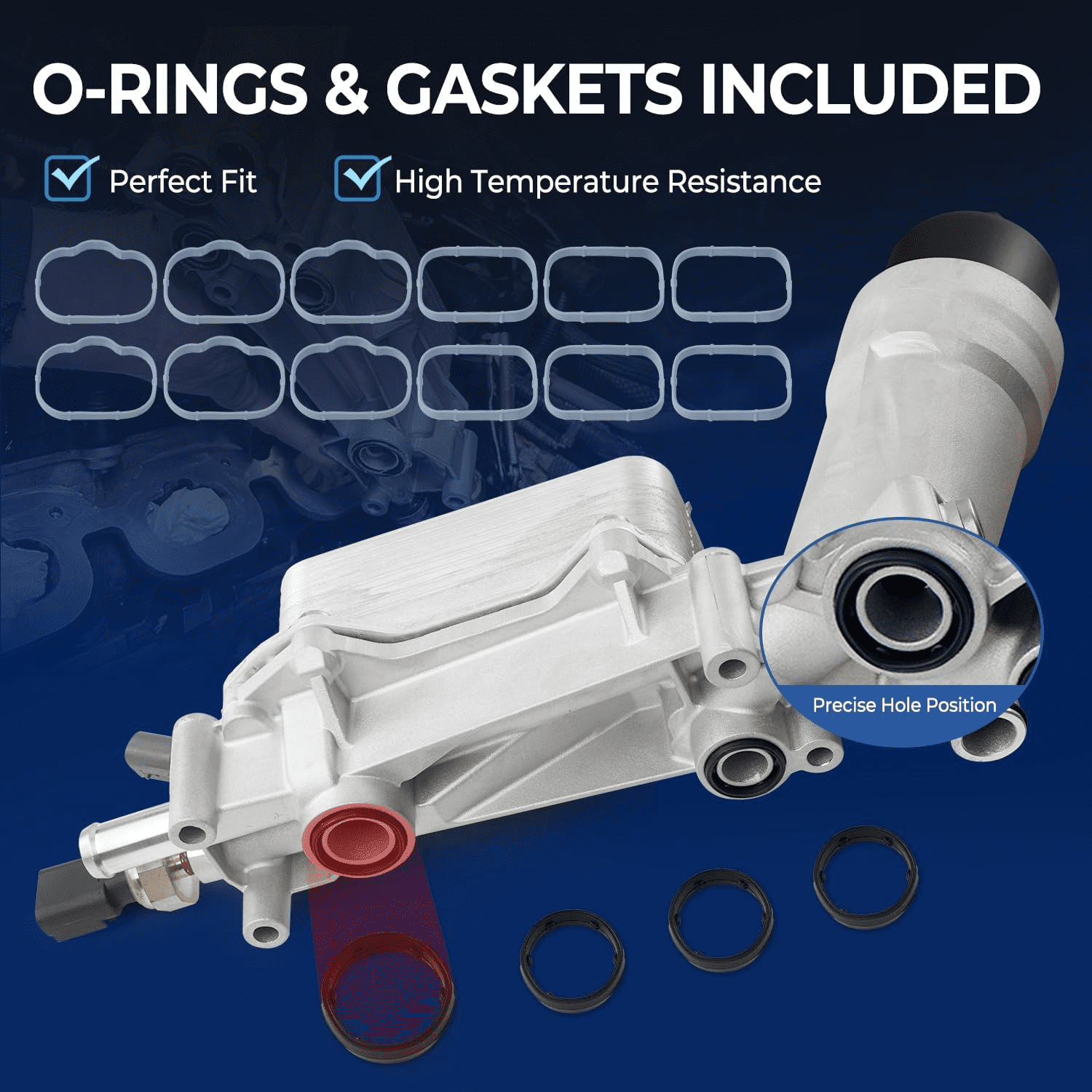 926-959 Upgrade Aluminum Engine Oil Cooler Oil Filter Housing for 2011-2016 Jeep Wrangler Grand Cherokee Dodge Challenger Charger Journey Caravan Durango Chrysler 200 300 Town Country Ram 3.6L 926-87