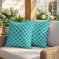thumbnail image 3 of Pillow Covers 18x18 Set of 2, Teal Morocco Square Throw Pillow Covers for Couch/Sofa/Living Room, Ethnic Boho Minimalist Abstract Geometric Decorative Soft Pillowcases for Couch Throw Pillows, 3 of 9