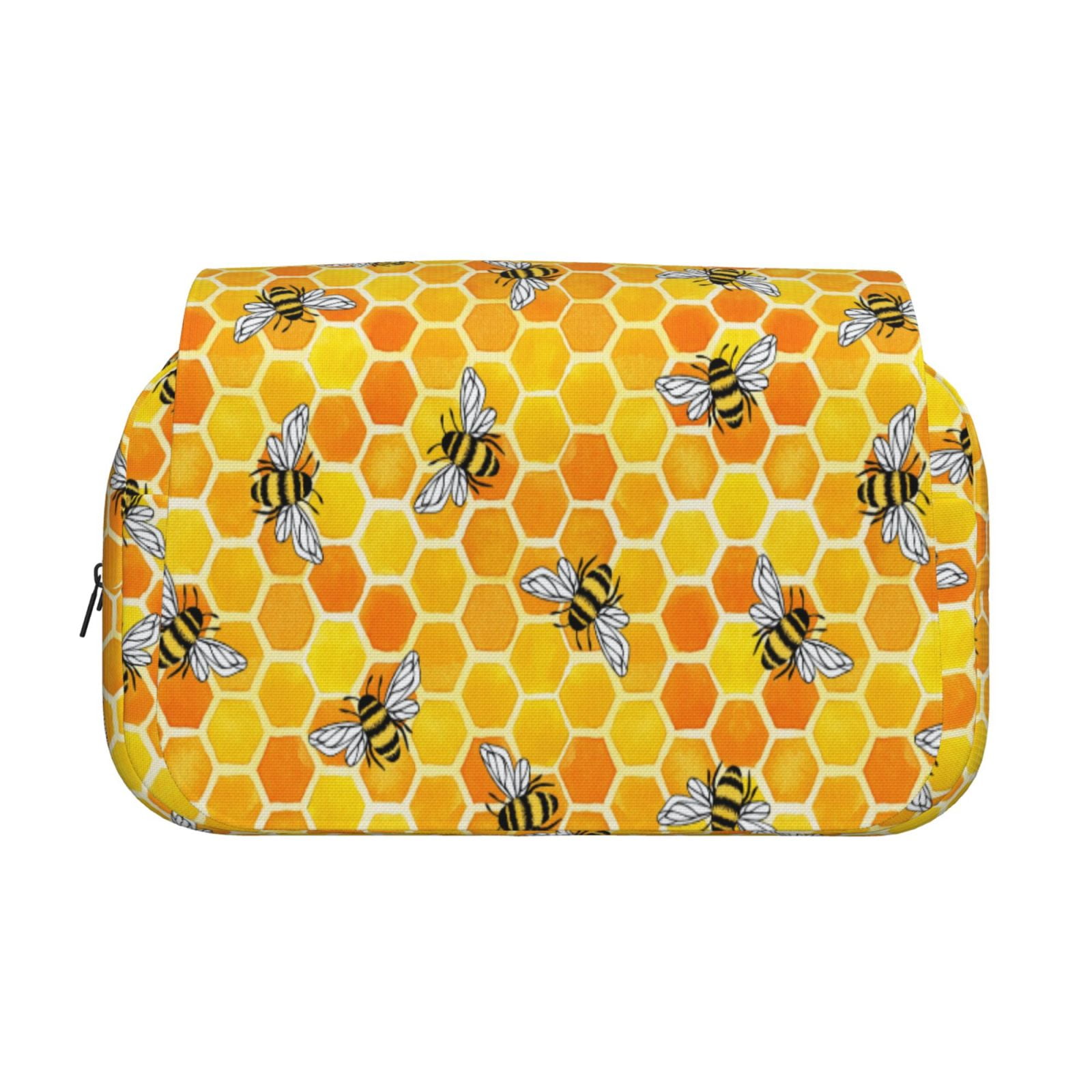 Rateoe Honeycombs Pattern Double Clamshell Pen Case, Storage Organizer with Two Zipper Compartments– Holds Up to 50 Pencils & Pens