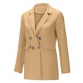 thumbnail image 5 of ITSAME Womens Plus Size Blazer, Double Breasted Solid Color Long Sleeve Lapel Fitted Slim Suit Jacket Khaki M, 5 of 6