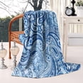 thumbnail image 4 of Blue Paisley Pattern Blanket,Comfortable Soft Flannel Throw Blanket,All Season,Warm Lightweight Blankets for Sofa Bed Couch Living Room Chair,50"x60", 4 of 4