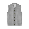 thumbnail image 6 of Vests for Men Cable Knit V-Neck Sleeveless Sweater Button Down Cardigan Fall Winter Business Casual Light Gray 5XL, 6 of 7
